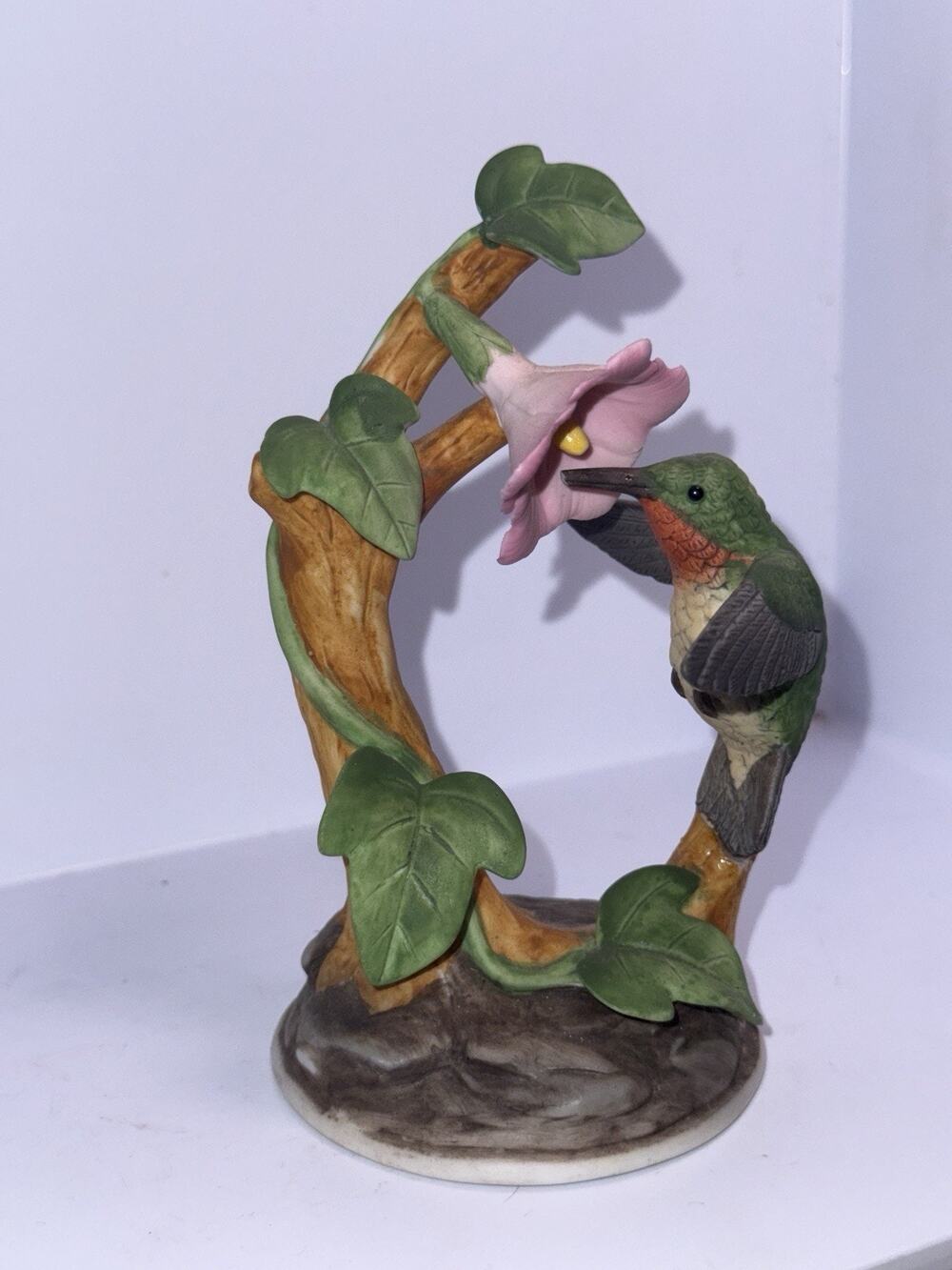 Vintage Hummingbird and Flower Porcelain 5” Figurine Andrea by Sadek 6059